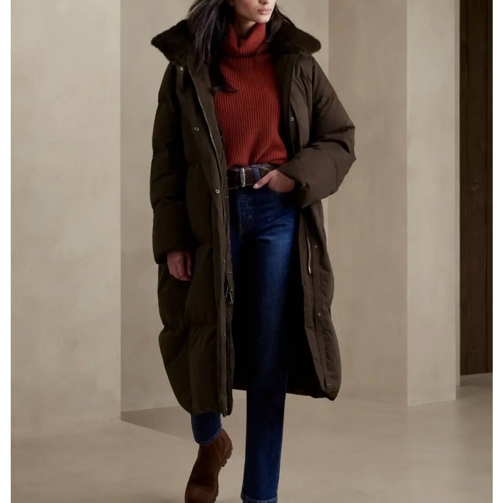 New BANANA REPUBLIC XS Lowri Puffer Coat in Roasted Cacao Brown